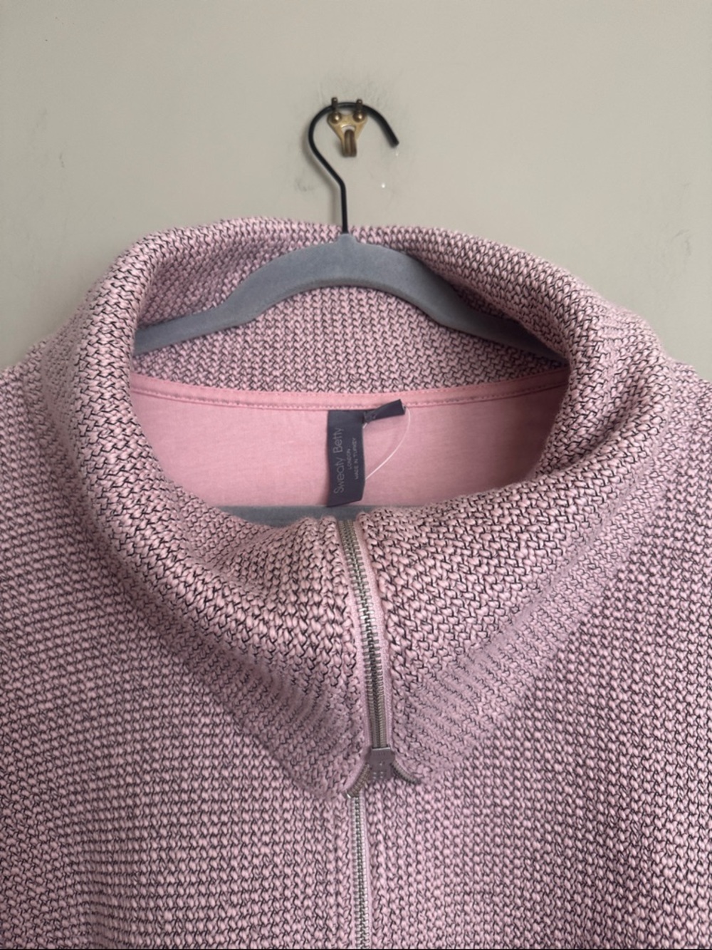 NWT- Sweaty Betty Restful Boucle Half Zip Sweatshirt, Misty Rose Pink, US10 - Picture 4 of 12